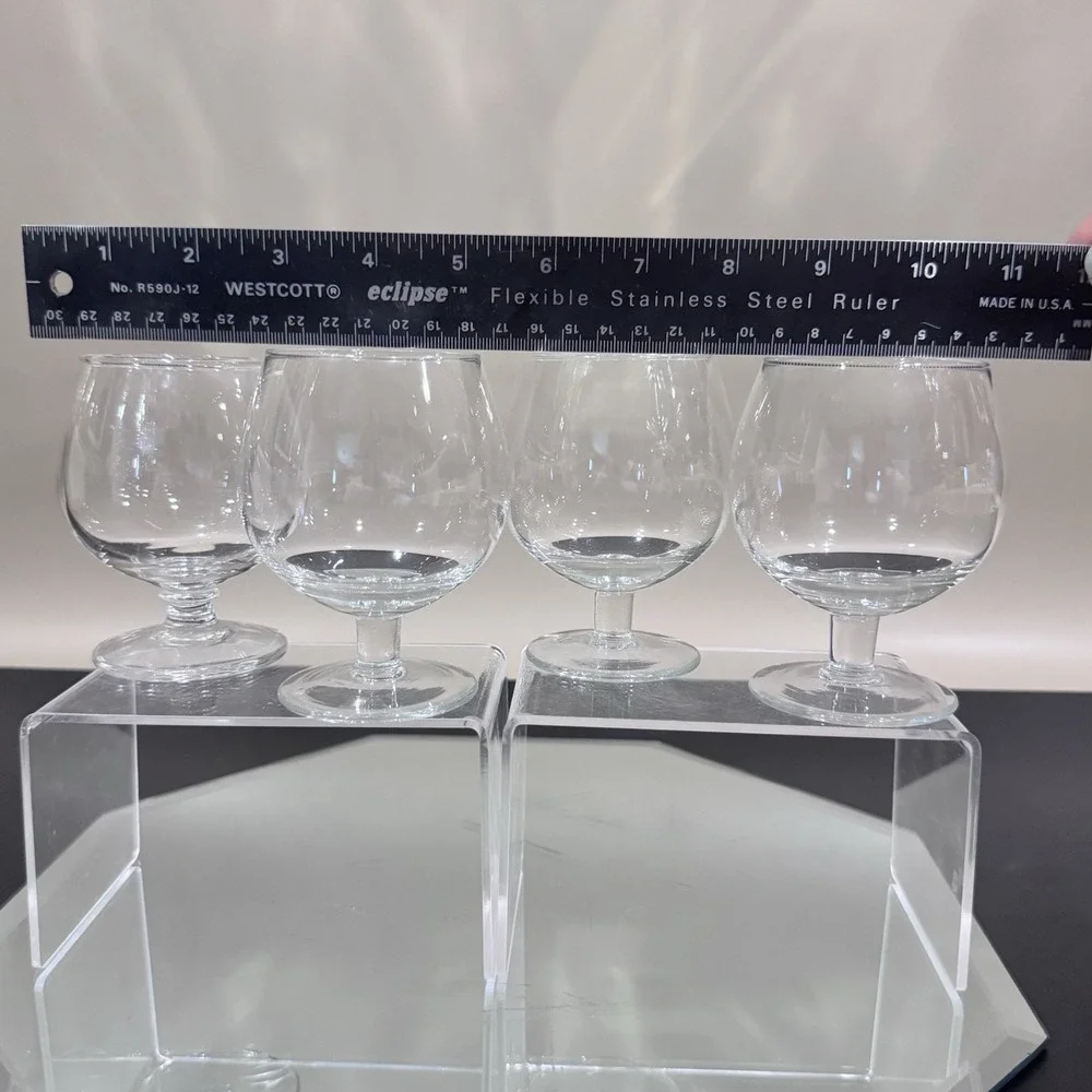 (4) Crystal Cognac‎ Brandy Snifter Clear Glass Barware Glassware No Dmg EUC